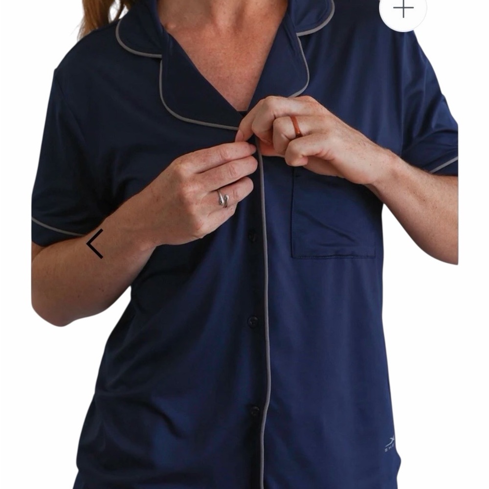 SHEEX Luxurious Navy Short Sleeve Pajama Set - Picture 3 of 6